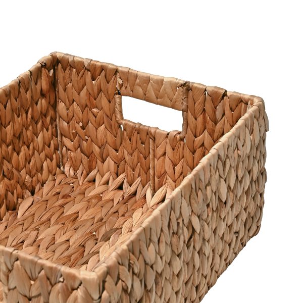 Leif Rustic Minimalist Hand-Woven Hyacinth Nesting Baskets with Handles (Set of 2)
