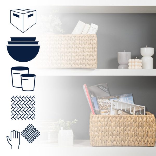 Leif Rustic Minimalist Hand-Woven Hyacinth Nesting Baskets with Handles (Set of 2)