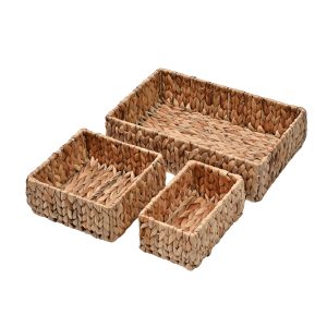 Tress Minimalist Hand-Woven Hyacinth Nesting Baskets (Set of 3)