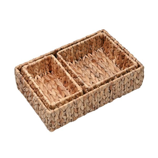 Tress Minimalist Hand-Woven Hyacinth Nesting Baskets (Set of 3)