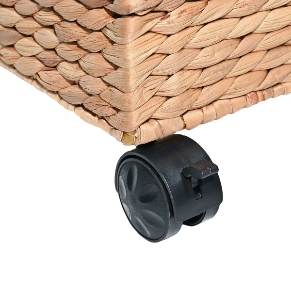 Ashton 18.11 Classic Farmhouse Handwoven Hyacinth Rolling Filing Basket with Lid and 360 Degree Lockable Wheels