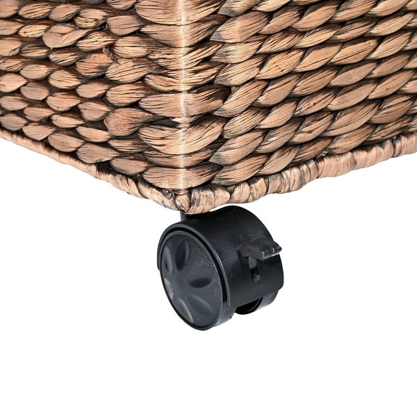 Ashton 18.11 Classic Farmhouse Handwoven Hyacinth Rolling Filing Basket with Lid and 360 Degree Lockable Wheels