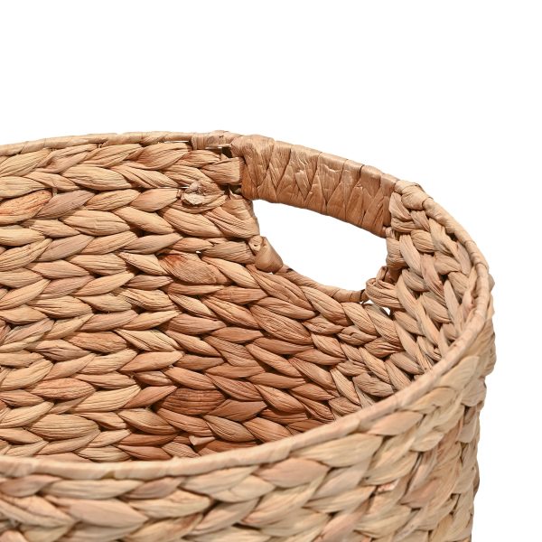 Avery Bohemian Cottage Handwoven Hyacinth Cylinder Nesting Baskets with Handles (Set of 3)