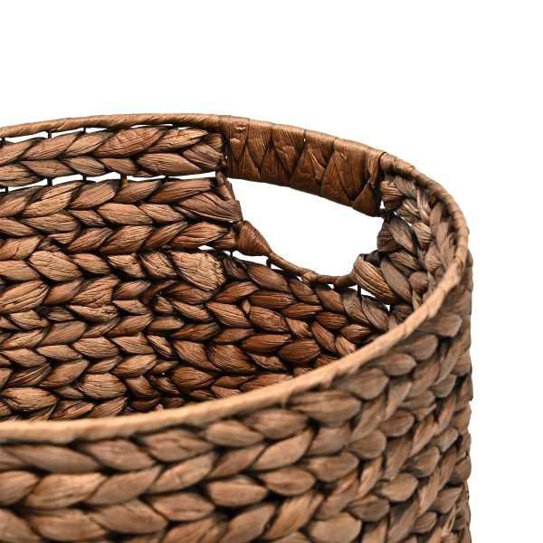 Avery Bohemian Cottage Handwoven Hyacinth Cylinder Nesting Baskets with Handles (Set of 3)
