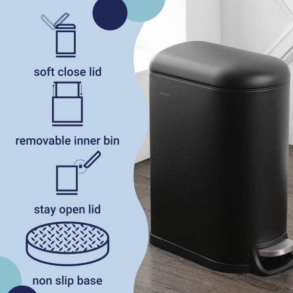 Slyd 40 Liter/10.6 Gallon Step-Open Trash Can