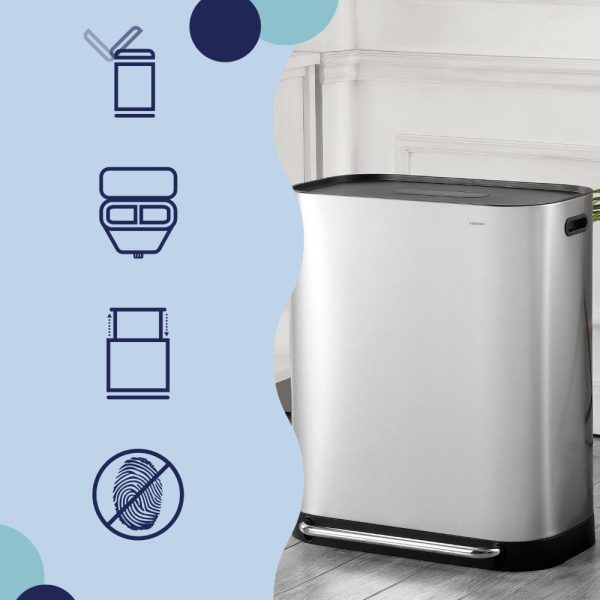 Beni 60 Liter/16 Gallon Kitchen Trash/Recycling Trash Can