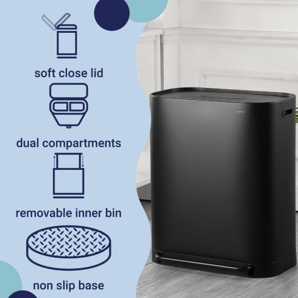 Beni 60 Liter/16 Gallon Kitchen Trash/Recycling Trash Can