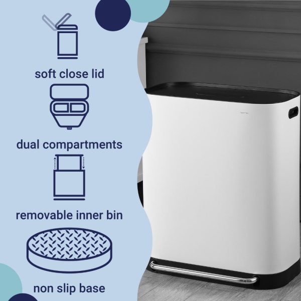Beni 60 Liter/16 Gallon Kitchen Trash/Recycling Trash Can
