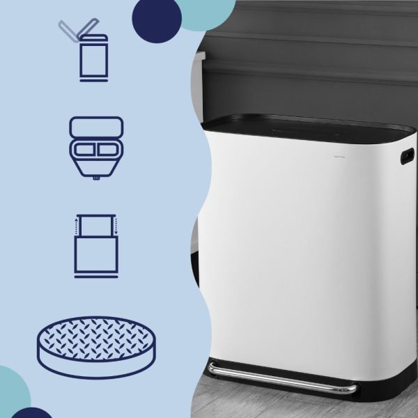 Beni 60 Liter/16 Gallon Kitchen Trash/Recycling Trash Can