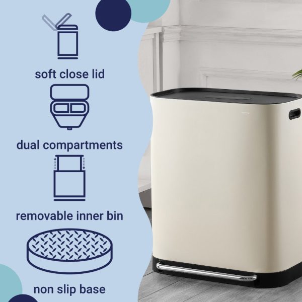 Beni 60 Liter/16 Gallon Kitchen Trash/Recycling Trash Can