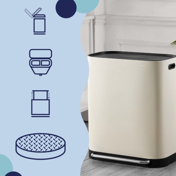 Beni 60 Liter/16 Gallon Kitchen Trash/Recycling Trash Can