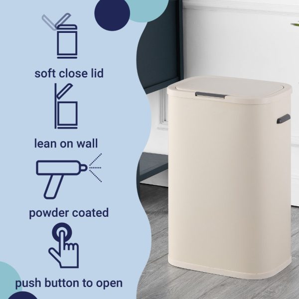 Tammi Kitchen 14.5-Gallon Slim Metal Push Button Trash Can