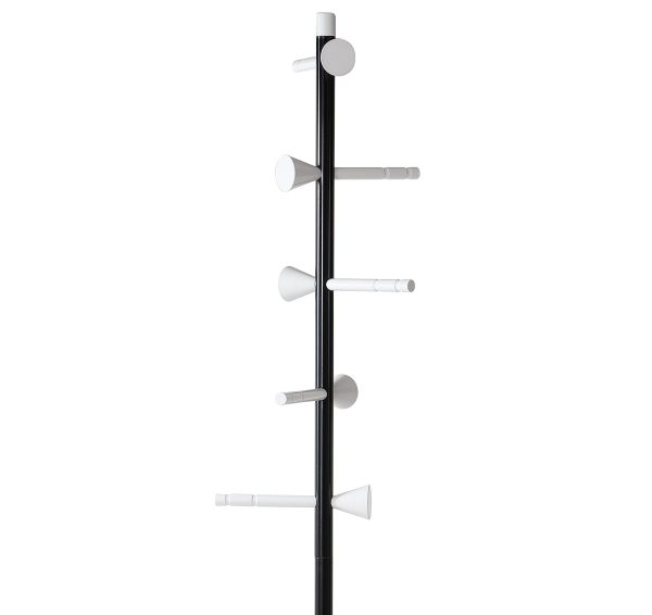 Aiden 70.4 5-Hook Metal Coat Rack, Black/White