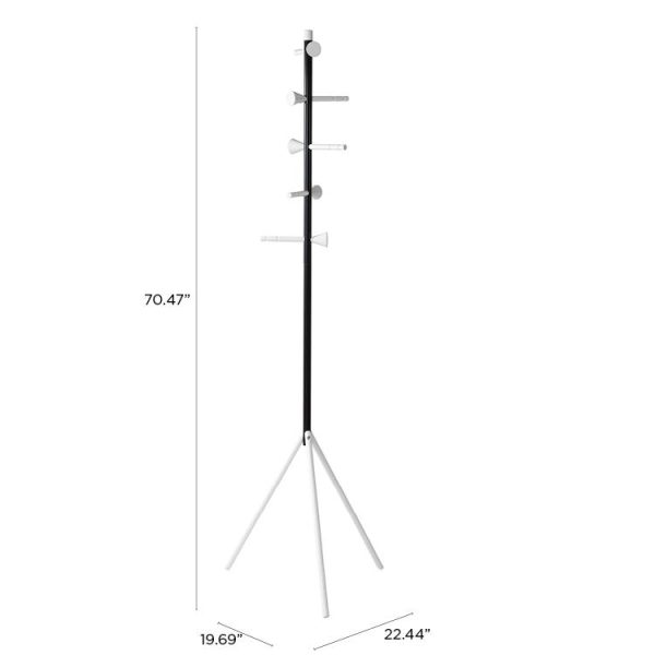 Aiden 70.4 5-Hook Metal Coat Rack, Black/White