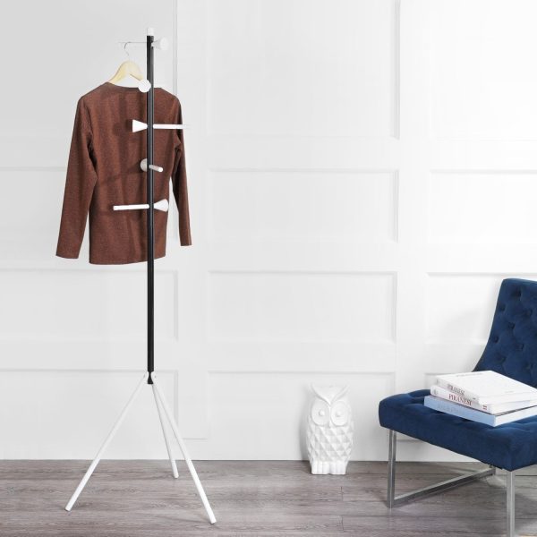 Aiden 70.4 5-Hook Metal Coat Rack, Black/White