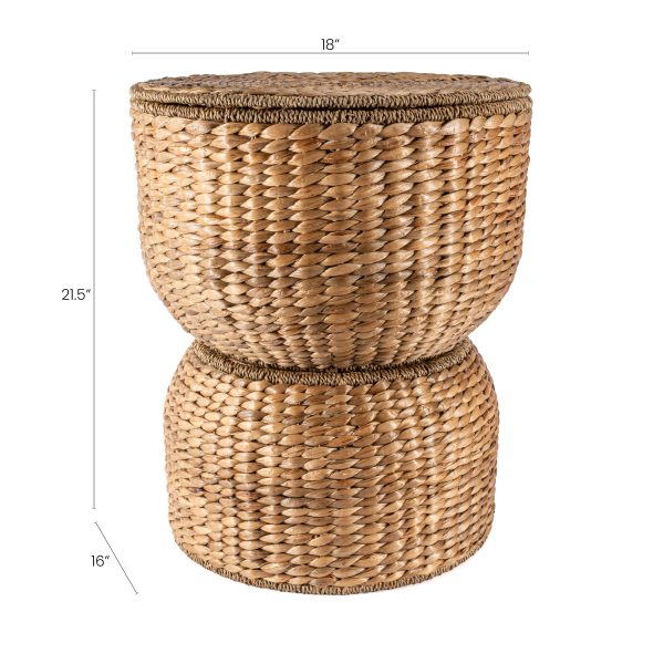 Bhola 18 Hourglass Handwoven Hyacinth Storage Accent Table
