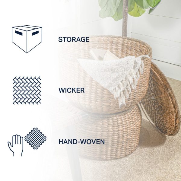 Bhola 18 Hourglass Handwoven Hyacinth Storage Accent Table