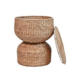 Bhola 18 Hourglass Handwoven Hyacinth Storage Accent Table