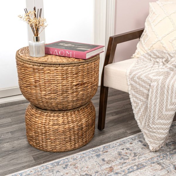 Bhola 18 Hourglass Handwoven Hyacinth Storage Accent Table