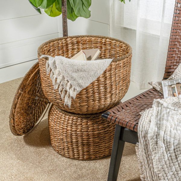 Bhola 18 Hourglass Handwoven Hyacinth Storage Accent Table