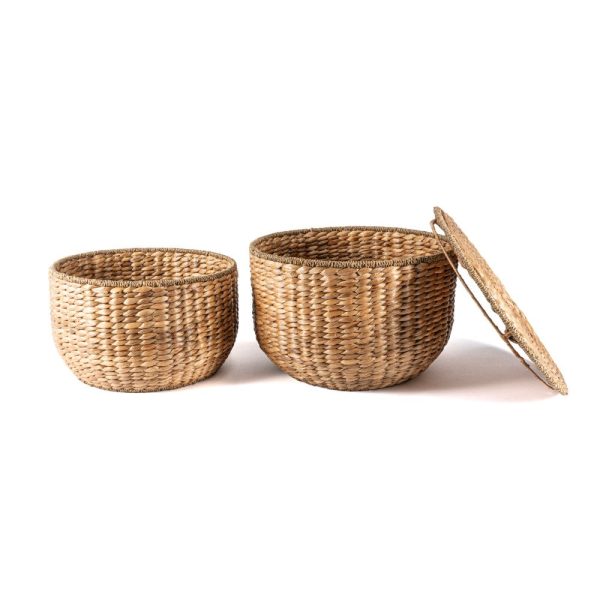 Bhola 18 Hourglass Handwoven Hyacinth Storage Accent Table
