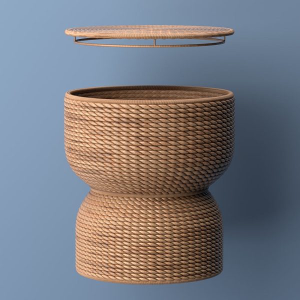 Bhola 18 Hourglass Handwoven Hyacinth Storage Accent Table