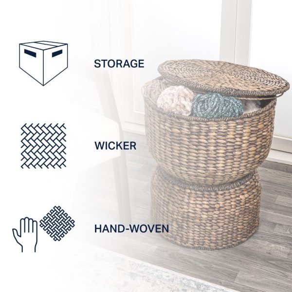 Bhola 18 Hourglass Handwoven Hyacinth Storage Accent Table