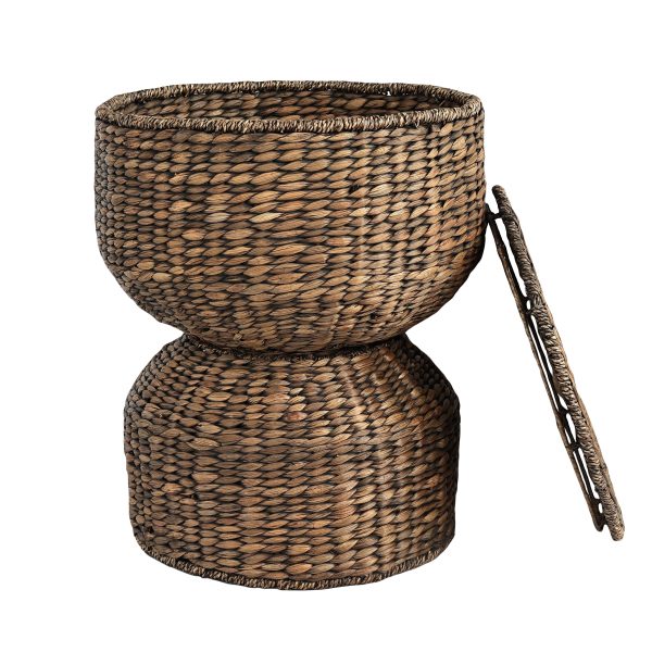 Bhola 18 Hourglass Handwoven Hyacinth Storage Accent Table