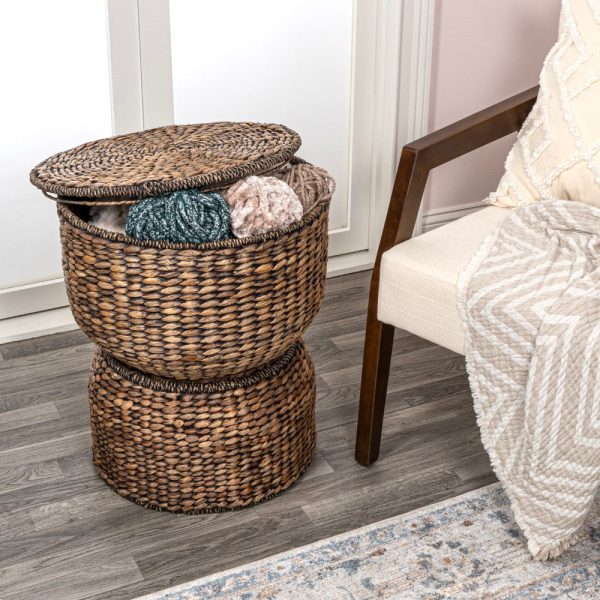 Bhola 18 Hourglass Handwoven Hyacinth Storage Accent Table