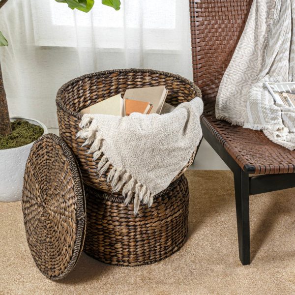 Bhola 18 Hourglass Handwoven Hyacinth Storage Accent Table