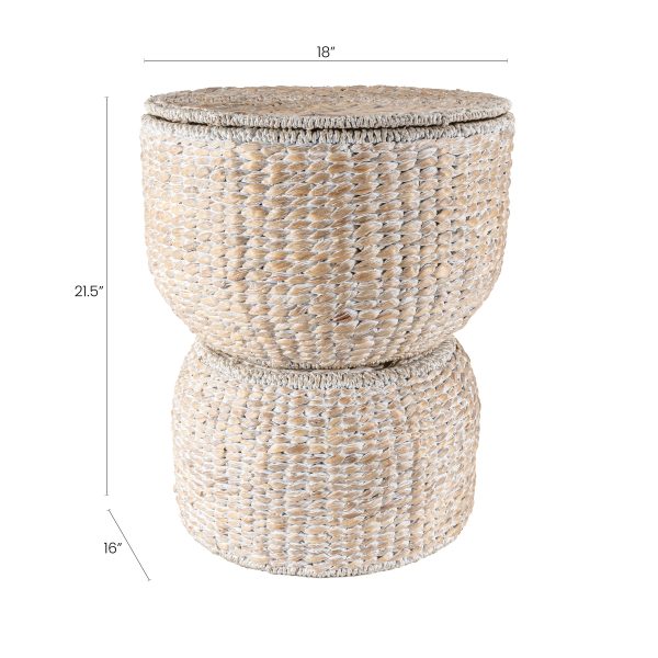 Bhola 18 Hourglass Handwoven Hyacinth Storage Accent Table