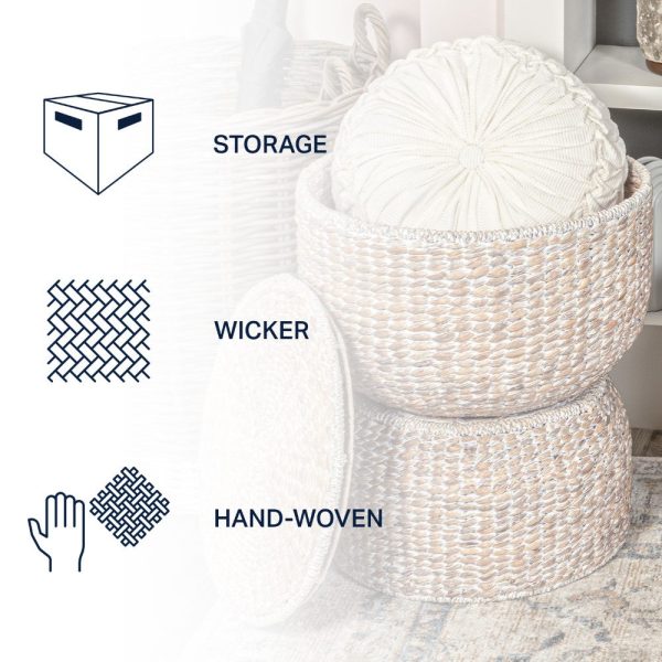 Bhola 18 Hourglass Handwoven Hyacinth Storage Accent Table