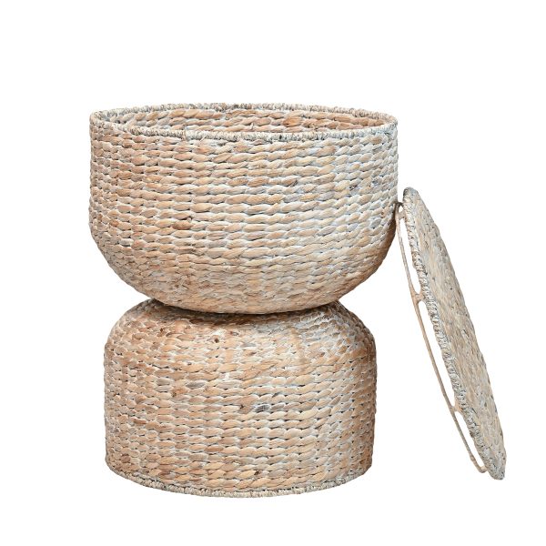 Bhola 18 Hourglass Handwoven Hyacinth Storage Accent Table