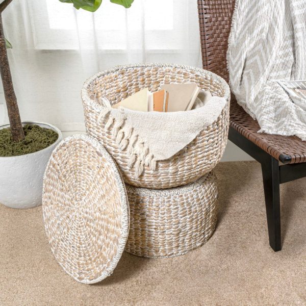 Bhola 18 Hourglass Handwoven Hyacinth Storage Accent Table