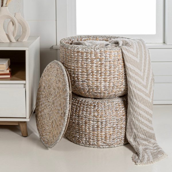 Bhola 18 Hourglass Handwoven Hyacinth Storage Accent Table