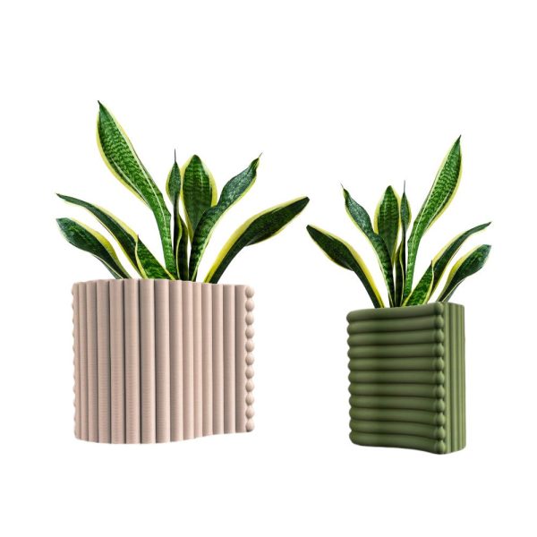 Arlo Modern Eco-Friendly 3D Printed Planters with Drainage (Set of 2)