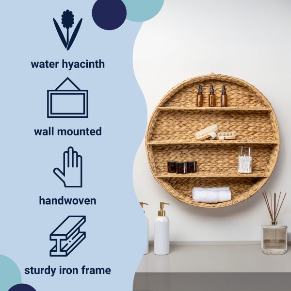 Annulus 24.61 3-Shelf Circular Handwoven Hyacinth Wall Rack