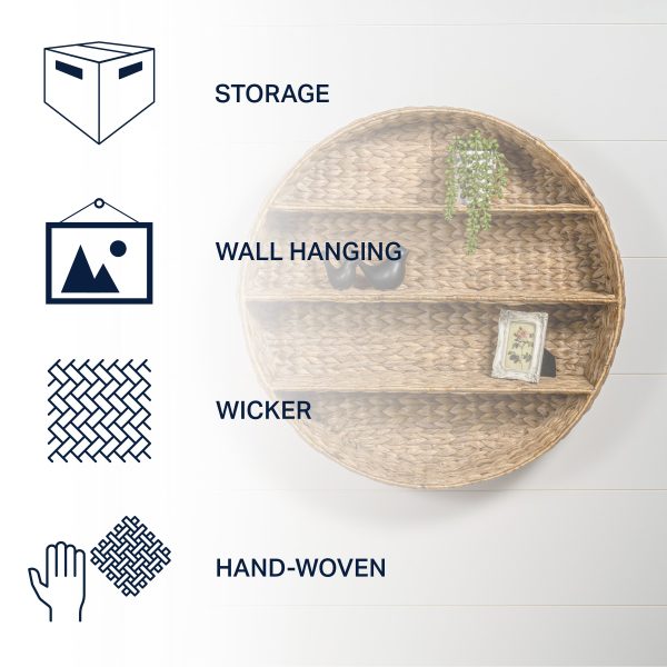 Annulus 24.61 3-Shelf Circular Handwoven Hyacinth Wall Rack
