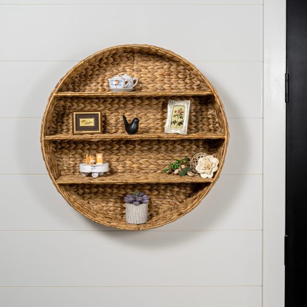 Annulus 24.61 3-Shelf Circular Handwoven Hyacinth Wall Rack