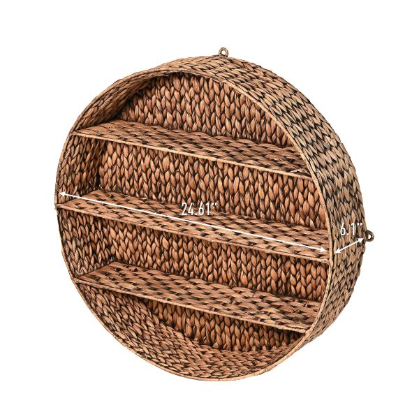 Annulus 24.61 3-Shelf Circular Handwoven Hyacinth Wall Rack