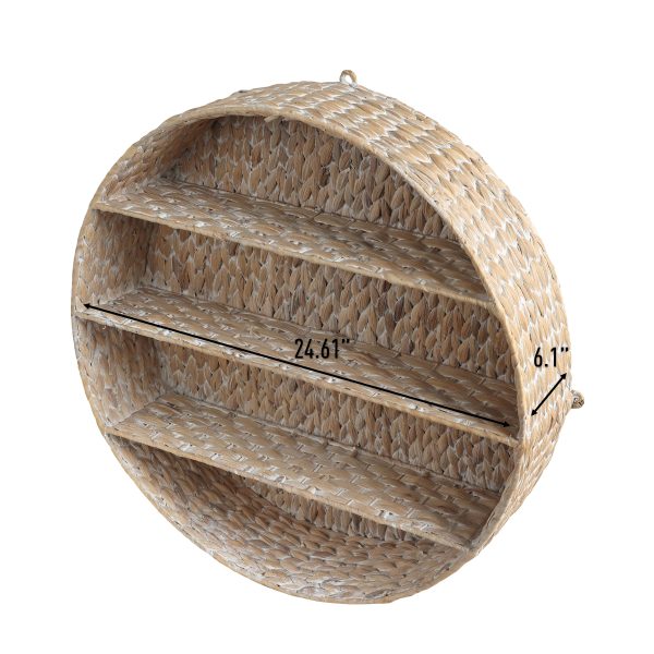 Annulus 24.61 3-Shelf Circular Handwoven Hyacinth Wall Rack